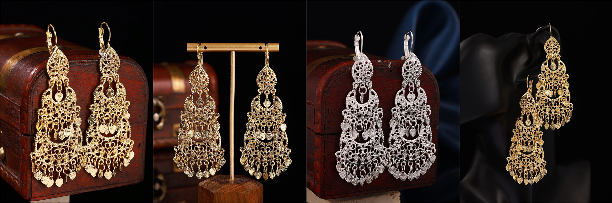 Moroccan Style Women s Moon Shape Heart Tassel Hollow Carved Arabic Earrings Suitable For Wedding Daily Wear And Traditional Festivals p 60061033
