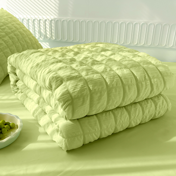 1pc Solid Color Pleated Foam Gauze Summer Cool Blanket Summer Bedroom Air Conditioning A Thin Blanket That Can Be Used Throughout The Four Seasons Soft And Comfortable Fabric Filled With Polyester Fiber Macaron Color Scheme Cotton And Linen Texture Suitable For Bedrooms Living Rooms Rental Homes And Outdoor Camping Holiday Gifts  p 83311581