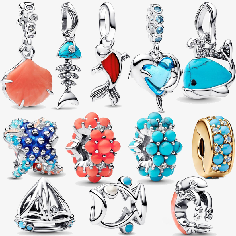 1 Pc Turquoise Colored Fishbone Dangle Charm Silver Plated Bracelet Necklace DIY Jewelry Birthday Gift Anniversary Gift p 100422112