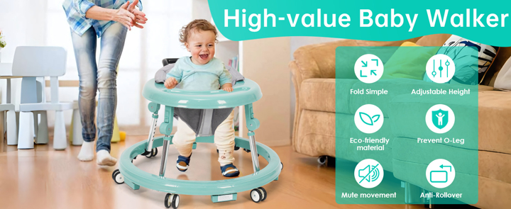 Foldable Baby Walker And Rocker Combo 9 Levels Height Adjustable Anti Roller Safe Portable Lightweight Foldable Activity Walker Toddler Stroller Walker Removable Feeding Tray For Boys And Girls 6 18 Months Infant Toddler Kids Toys Baby Walker Safe And Protective Fall Cushioning Includes Seat Belt Easy To Install Removable And Washable Newborn Essential Infant Supplies Baby Need Baby Stuff Essential For New Mothers p 106054858