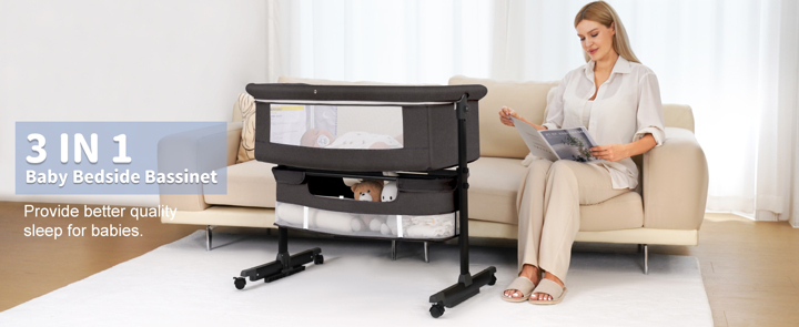 Crib Side Bassinet Bedside Crib Baby Bassinet With Storage Basket And Mosquito Net Easy To Fold Bedside Adjustable Height Portable Crib For Infant Baby Newborn Good Thing For Child Growth Baby Need Baby Stuff Essential For New Mothers p 59536856