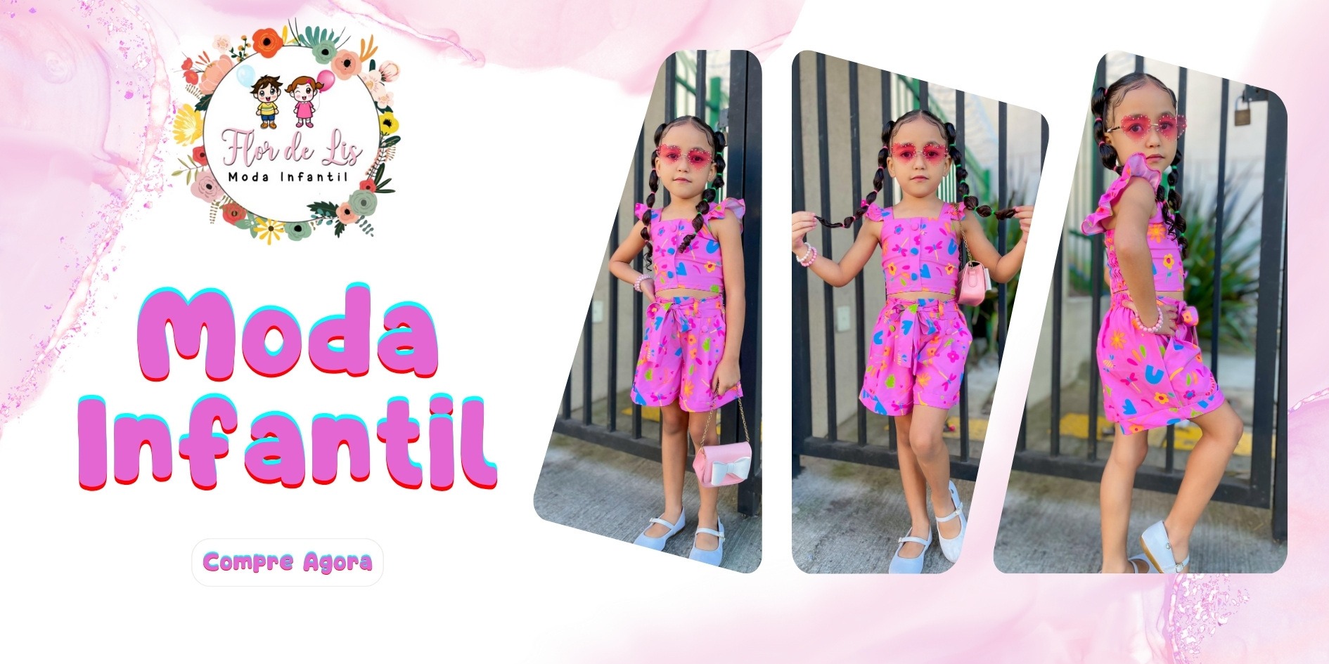 Fleur De Lis Floral Print Cropped And Short Set For Kids Colorful Summer Fashion p 115805190