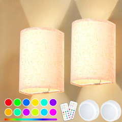 Battery Operated Wall Sconces Set Of 2 USB Rechargeable Wall Lamps With Magnet Detachable And Remote Bulbs 13 RGB Colors 2 Lighting Modes Timer Dimmable Wall Lights For Bedroom Bedside Living Room Stair Lighting Atmosphere Lamp p 125545127