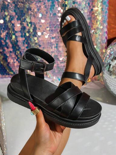 Plus Size Women s Thick Sole Ankle Strap Sandals Leather Buckle Closure Casual Beach Shoes Student Sandals Flat Comfortable Large Size Water Platform Open Toe Sandals Retro Chic Roman Sandals Suitable For Wide Feet Versatile Summer Casual Shoes English Style Ladies Sandals Rain Shoes Work Shoes Comfortable Casual Shoes Birkenstocks Sandals Sports Sandals Casual Sandals Workwear Style Thick Sole Sandals Fashionable Outdoor Sandals p 125616001