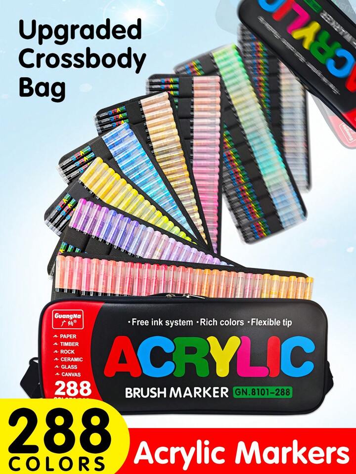 288 240 168 120 100 72 60 48 36 24 12 Colors Acrylic Marker Pens Liquid Ink Soft Tip Student Use Non Transparent Stackable Colors Various Options Watercolor Pens High Quality Art Supplies DIY Painting Brushes School Learning Stationery p 40795894
