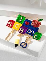 1pc Alloy Rhinestone Teacher Theme Pattern Women Brooch Creative Personalized Festival Pin Accessories Gifts Dress Coat Anti Skid Clips p 89813263