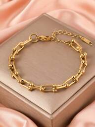 1pc Fashionable U Shaped Horseshoe Buckle Bracelet Versatile Unisex Design European American Style p 73240096