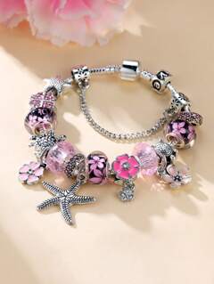 1pc Vintage Floral Boho Seashell Sea Turtle Design Bracelet For Women p 121202952