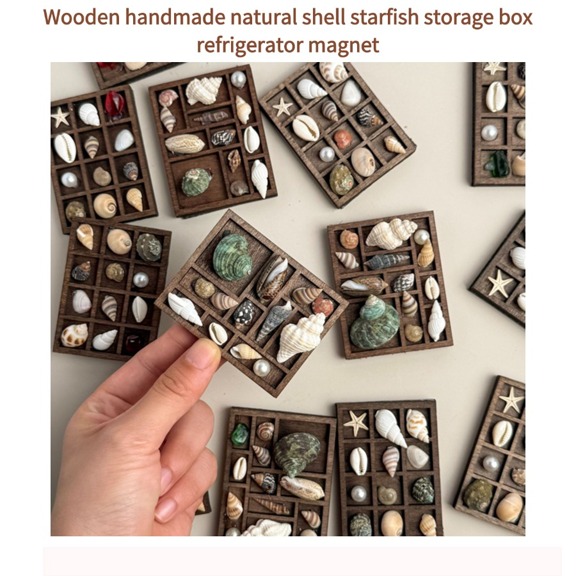 1pc Any Style Natural Shell Seashell Decorated Wooden Storage Box Suitable For Home Decor Daily Use And Beach Souvenirs p 112492960