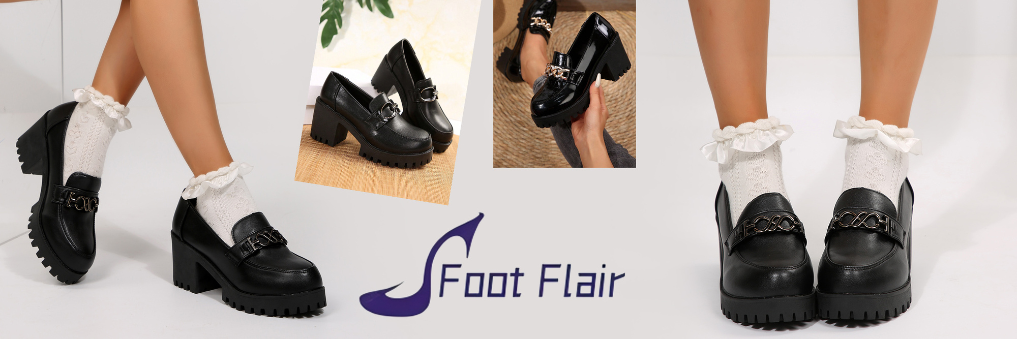 Foot Flair Women s Metal Chain Decor Waterproof Platform Round Toe Slip On Thick Sole High Heel Shoes Vintage Style Plus Size PU Leather Oxford Pumps Black British Style Work Flats Spring Autumn p 54670339