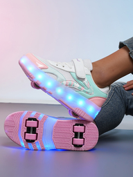 2025 New Youth Shoes Dual Row Four Wheels Convertible Hook And Loop Splice Contrast Color Versatile Sports Casual Roller Skates For Boys Girls Suitable For Indoor Outdoor p 39229812