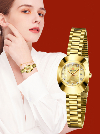 VA VA VOOM 1pc New Arrival Gold Elliptic Dial Women s Waterproof Watch Elegant Gorgeous Style Calendar Rhinestone Scale Dial Decoration Suitable For Daily Wear And Parties p 40442515