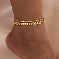 2pcs Set Gold Color Fashionable Simple Chain Anklets For Women Beach Foot Jewelry Leg Chain Stainless Steel Ankle Bracelets 18K Gold Plated Accessories Gift p 68167594