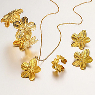 5pcs Exquisite Flower Design Stainless Steel Necklace Earrings Ring Bracelet Jewelry Set Suitable For Women s Daily Wear Beach Holiday Party Gift For Friends p 103040516