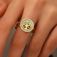 Stainless Steel Ring With Stylish Crystal Money Tree Decor Suitable For Women s Wedding Hollow Out Jewelry Gift p 25197546