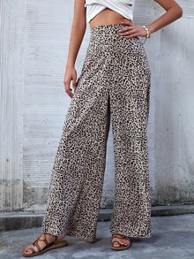 Breezaya Leopard Print High Waist Wide Leg Trousers - Multicolor - View 4