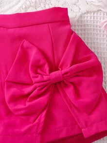 SHEIN Young Girl Bow Front Skort,Holiday,Summer,Travel - Hot Pink - View 5