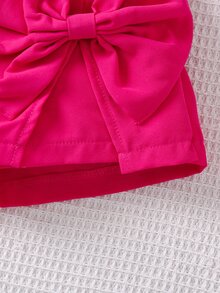 SHEIN Young Girl Bow Front Skort,Holiday,Summer,Travel - Hot Pink - View 6