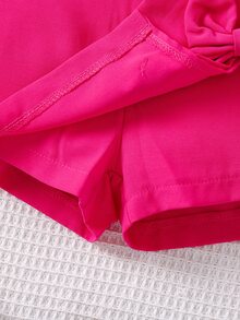 SHEIN Young Girl Bow Front Skort,Holiday,Summer,Travel - Hot Pink - View 7
