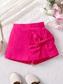 SHEIN Young Girl Bow Front Skort,Holiday,Summer,Travel - Hot Pink - View 1