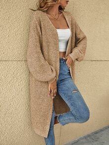 SHEIN LUNE Drop Shoulder Casual Design Cardigan In Fall/Winter - Apricot - View 7