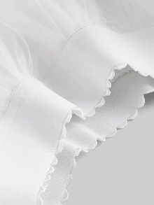 SHEIN MOD High Low Hem Mesh Overlay Skirt - White - View 4