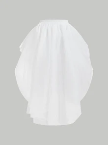 SHEIN MOD High Low Hem Mesh Overlay Skirt - White - View 2
