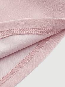 SHEIN MOD Contrast Mesh Flare Sleeve Frill Trim Tie Front Pink Stand-Up Collar With Straps And See-Through Puff SleevesDress - Pink - View 4