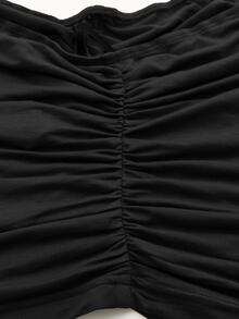 SHEIN ICON Draped Ruched Side Crop Top - Black - View 4