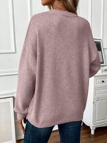 EMERY ROSE Dam enfärgad stickad pullover med nedsänkta axelband höst/vinter - Dammrosa - Visa 2
