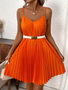 SHEIN Clasi Orange Pleated Strapless Dress Coral Dress Spring Dress - Burnt Orange - View 6