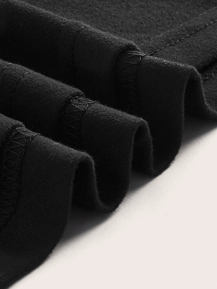 SHEIN MOD Sexy Casual Minimalist Solid Color Off Shoulder Short Sleeve Backless Fitted Women Black T-Shirts, Suitable For Summer Suitable For Going Out - Black - View 5
