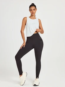 SHEIN Sports Women's Solid Color Sports Tank Top Gym Top Workout Tank Top - White - View 8