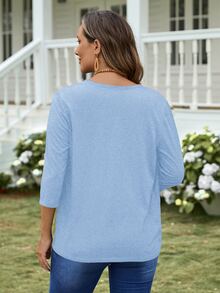 EMERY ROSE Women Solid Color Minimalist Casual Lightweight Cardigan - Baby Blue - View 2