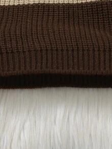Baby Boy 1pc Multi-Color Casual Long Sleeve Pullover Sweater With Small Pocket, Basic Layering Top Autumn Fall - Coffee Brown - View 5