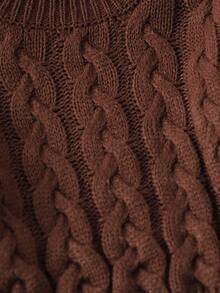 Genkimix Kids Baby Girl Dark Brown Turtleneck Long Sleeve Knitted Sweater,Autumn Modest Family Matching Solid Color Cable Knit Pullover For Christmas Party Wear - Coffee Brown - View 3