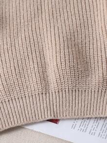 SHEIN Tween Girl Solid High Neck Raglan Sleeve Long Sleeve Loose Casual Loose Sweater Dress, Autumn Farewell Beige - Khaki - View 6