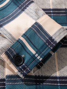 Genlund Men's Casual Striped Long Sleeve Pocket Loose Shacket, Spring Autumn - Multicolor - View 4