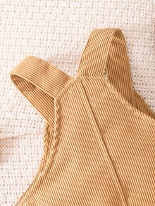 SHEIN Mono de enterizo casual con babero de unicolor para bebé niño, para el otoño - Amarillo - Ver 6