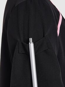 TaskEZ Blusa de manga corta con ribete de color contrastante, Blusas de uniforme médico - Negro - Ver 4