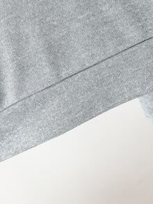 2 piezas/set Conjunto informal de sudadera con capucha y pantalones estampados de fútbol para niño joven, primavera otoño - Gris - Ver 5