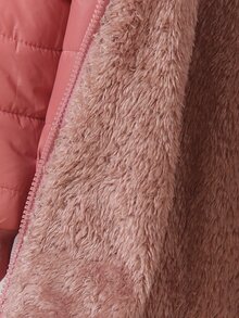 SHEIN Elladie kids Young Girl Casual Thickened Quilted Hooded Zip-Up Jacket, Winter - Dusty Pink - View 5