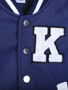 Baby Boys Fashionable Casual Bold Avant-Garde Baseball Jacket, Spring/Autumn, Infant Jacket, Toddler Jacket Navy Blue - Blue - View 4