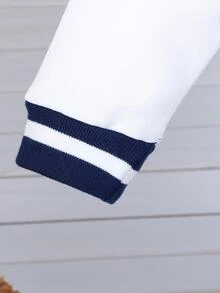 Baby Boys Fashionable Casual Bold Avant-Garde Baseball Jacket, Spring/Autumn, Infant Jacket, Toddler Jacket Navy Blue - Blue - View 7