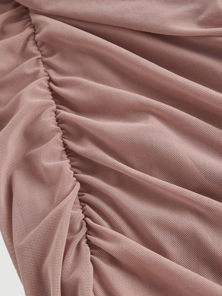 SHEIN MOD Women's Apricot Color Halter Neck Fish Tail Hem Long Dress,Prom Dress,Fall Dresses, Wedding Guest Dress - Pink - View 4