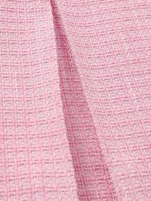 SHEIN Sparklyn Tween Girl Cute Pink & White Color Block Long Sleeve Ruffle Collar Frilled Bow Front Mesh Ruffle Dress - Pink - View 5