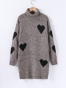 SHEIN Tween Girl Sweater Dress, New Arrival For Autumn/Winter Farewell Dark Grey Cute - Khaki - View 1