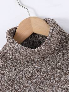 SHEIN 青少年女孩針織洋裝，秋冬新品，深灰色，可愛風格 - 卡其色 - 查看 3