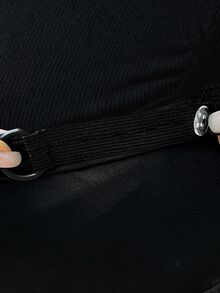 SHEIN Quần dài thường ngày màu trơn cho bà bầu, sử dụng hàng ngày - màu đen - Xem 3
