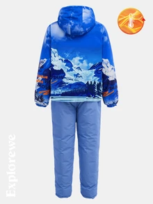 SHEIN 2pcs/Set Teenage Boys' Print Casual Hoodie And Pants Set, Long Sleeve - White - View 2